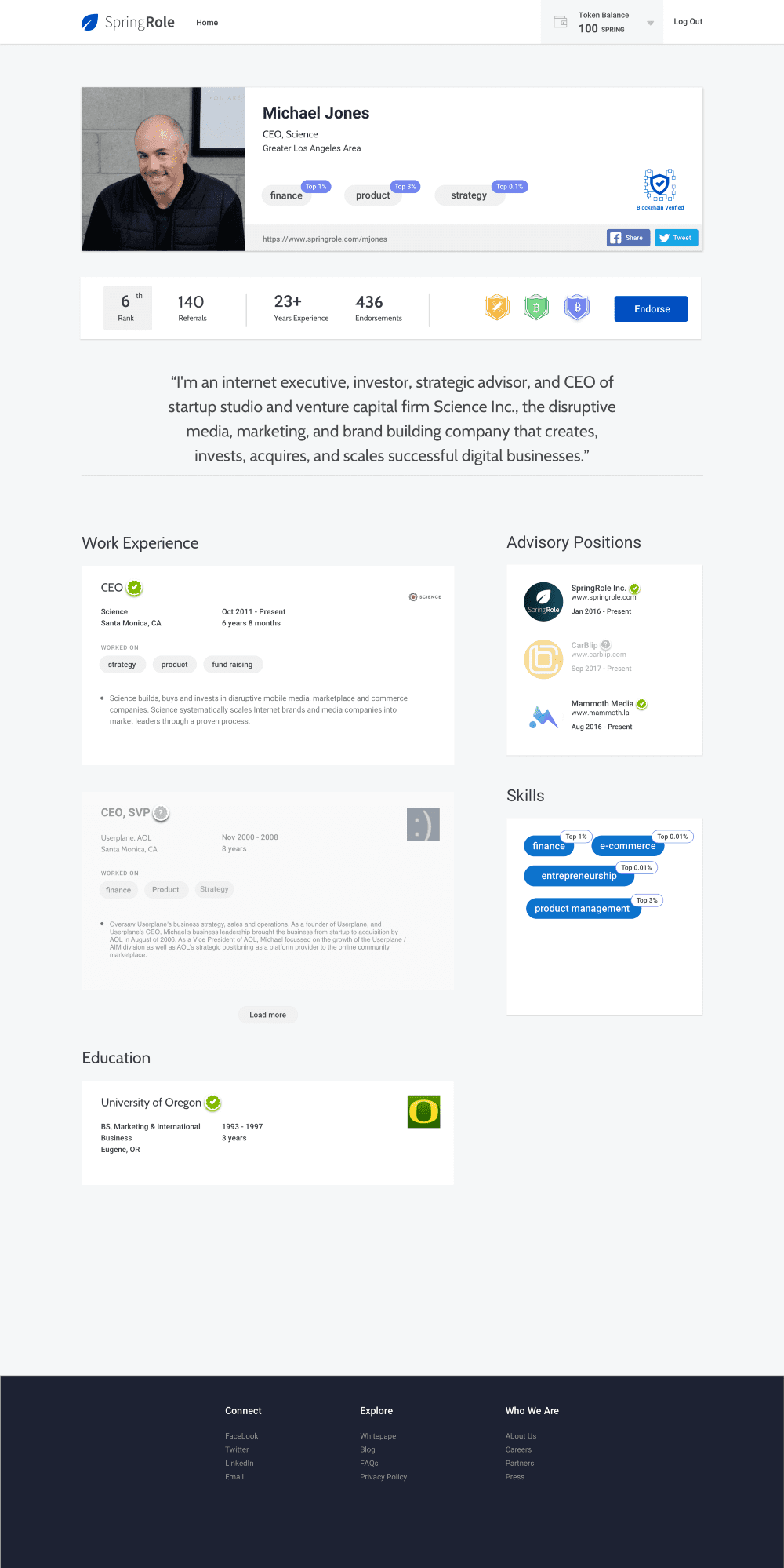 SpringRole: A Better Way to Build Credible Professional Profiles Powered by Blockchain 1 https://usethebitcoin.com/wp-content/uploads/2018/06/SpringRole-Square-Logo-1.jpg UseTheBitcoin SpringRole Mockup