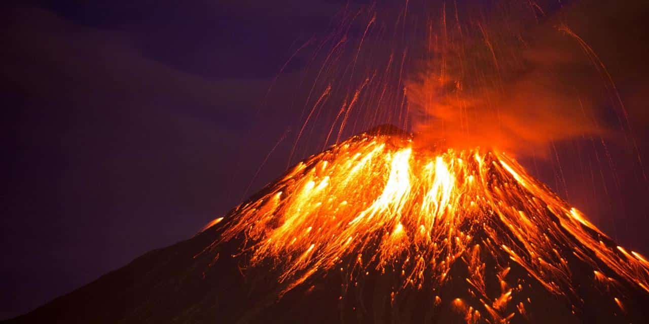 volcano erupting