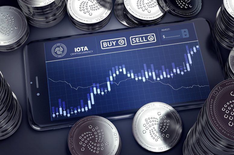 iota buy and sell button on a smartphone