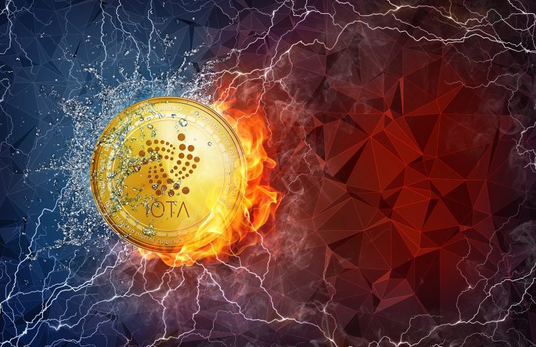 IOTA coin illustration on storm background