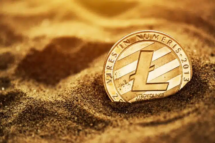 golden Litecoin in Sand