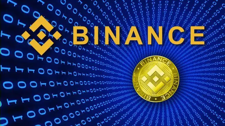 Binance logo on binary background