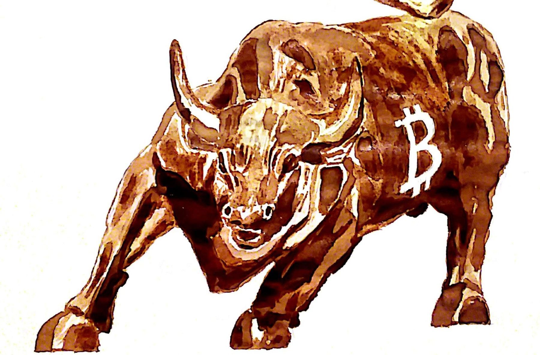 bull with bitcoin sign on it