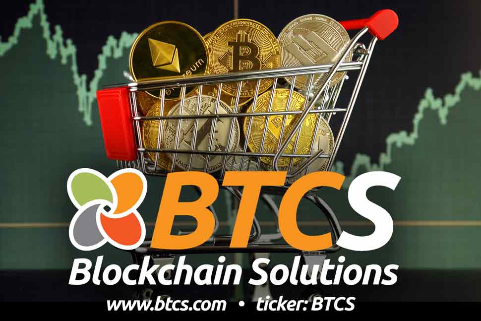 BTCS shopping cart with cryptocurrencies