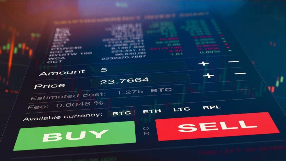 trading interface with buy and sell