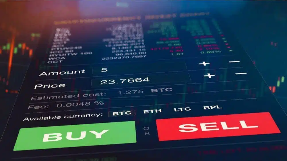 trading interface with buy and sell