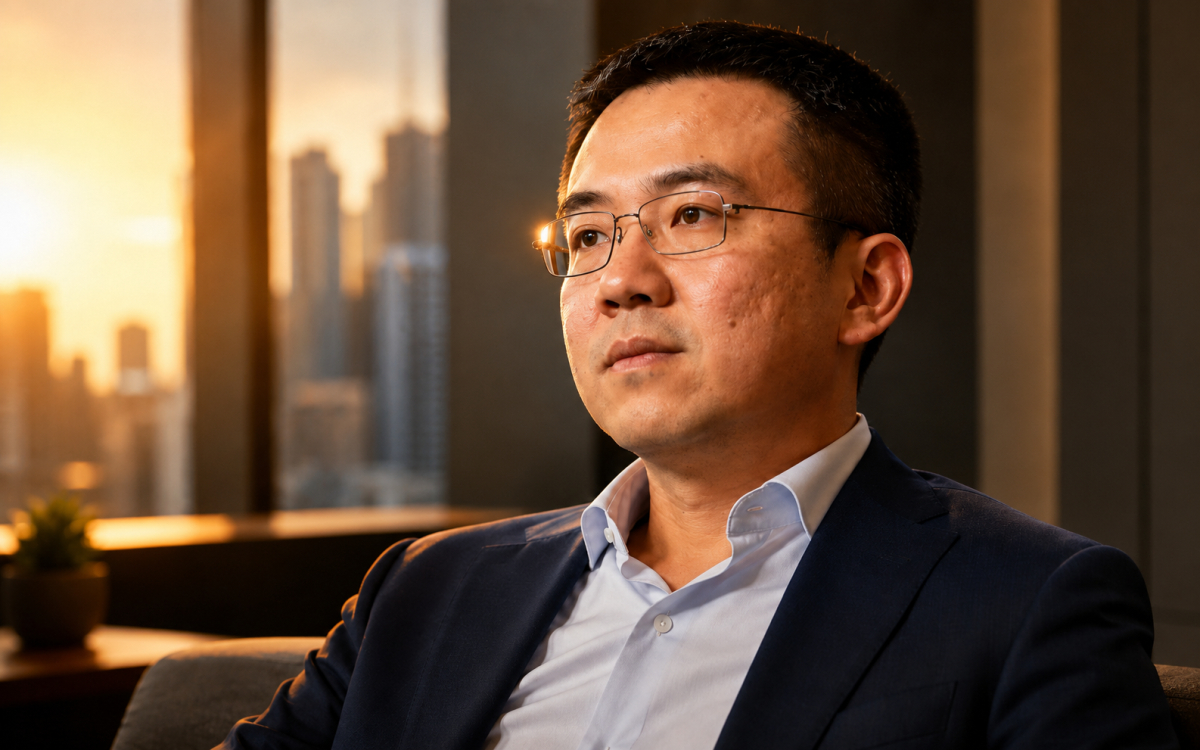 Jihan Wu sitting in an office