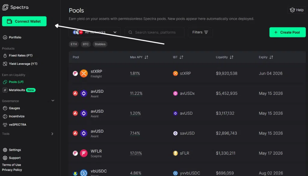 Spectra Finance Airdrop Guide: Yield, MetaVaults, and veSPECTRA Rewards 2 https://usethebitcoin.com/wp-content/uploads/2026/04/image2-10.png UseTheBitcoin image1 18