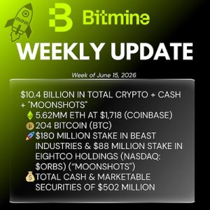 Home 26 UseTheBitcoin Bitmine Immersion Technologies (BMNR) Announces ETH Holdings Reach 5.62 Million Tokens, and Total Crypto and Total Cash Holdings of $10.4 Billion