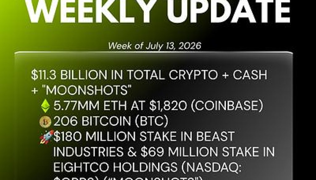 Bitmine Immersion Applied sciences (BMNR) Publicizes ETH Holdings Attain 5.77 Million Tokens, and Complete Crypto and Complete Money Holdings of .3 Billion | UseTheBitcoin Bitmine Immersion Applied sciences (BMNR) Publicizes ETH Holdings Attain 5.77 Million Tokens, and Complete Crypto and Complete Money Holdings of .3 Billion | UseTheBitcoin