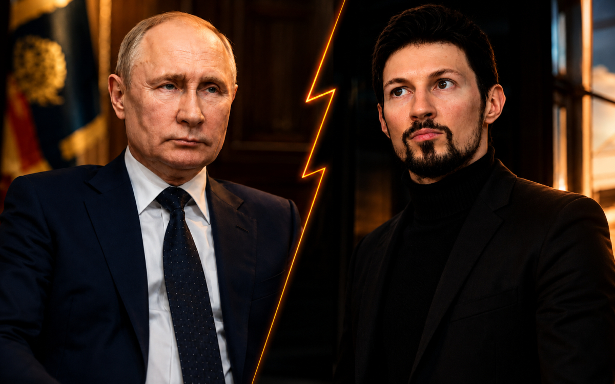 Vladimir Putin and Pavel Durov shown side by side