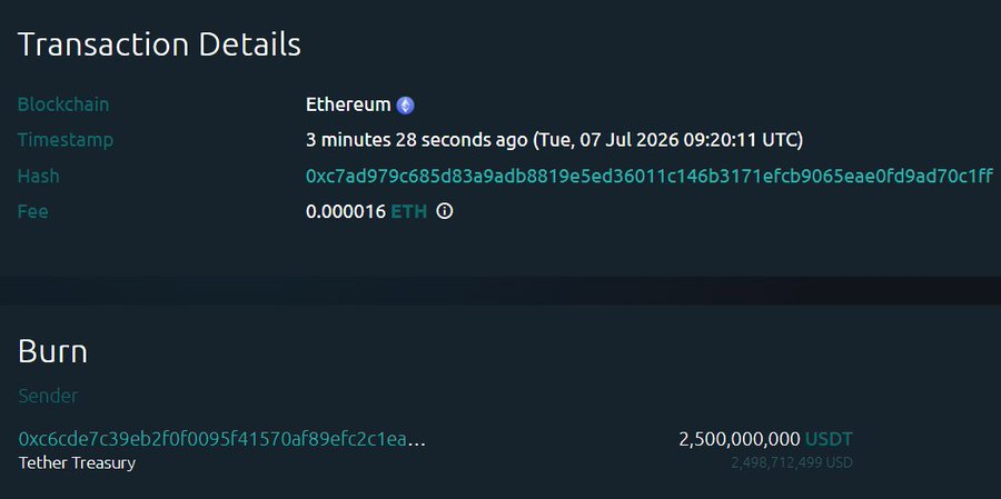 USDT Burn Alert: Tether Wipes Out $2.5 Billion 1 https://usethebitcoin.com/wp-content/uploads/2026/07/image2-3.png UseTheBitcoin image1 6