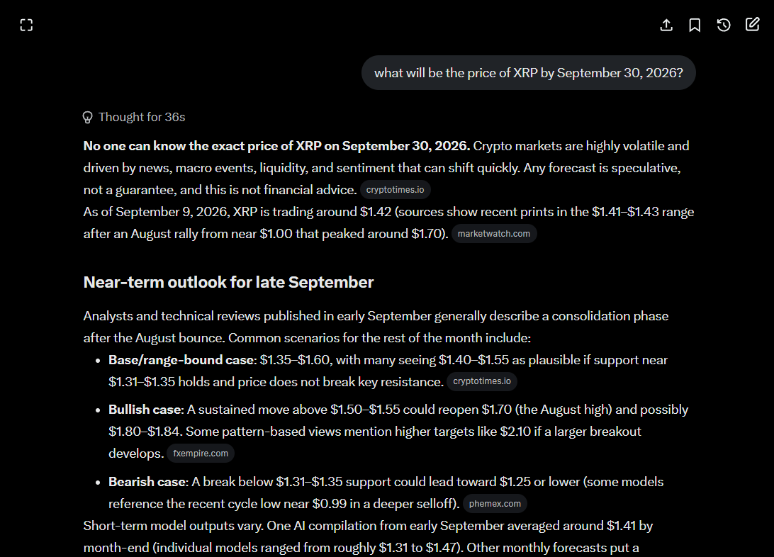 XRP Price Analysis September 9, 2026: Grok Sees Cautious September as XRP Holds $1.40 1 https://usethebitcoin.com/wp-content/uploads/2026/09/XRP-in-the-foreground-with-Grok-behind-it.jpg UseTheBitcoin image 56