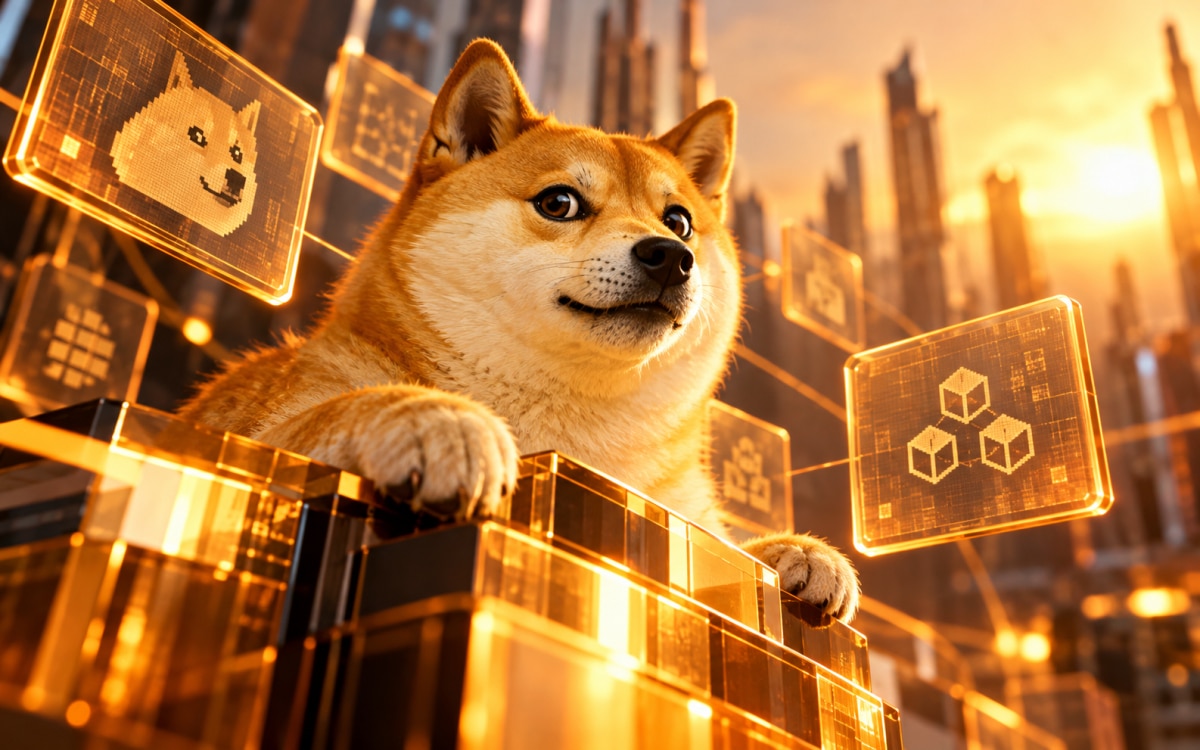 Doge in a blockchain city