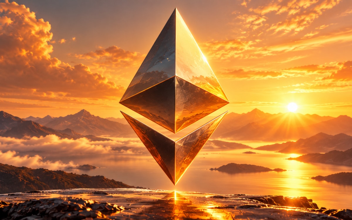 Ethereum over mountain lake