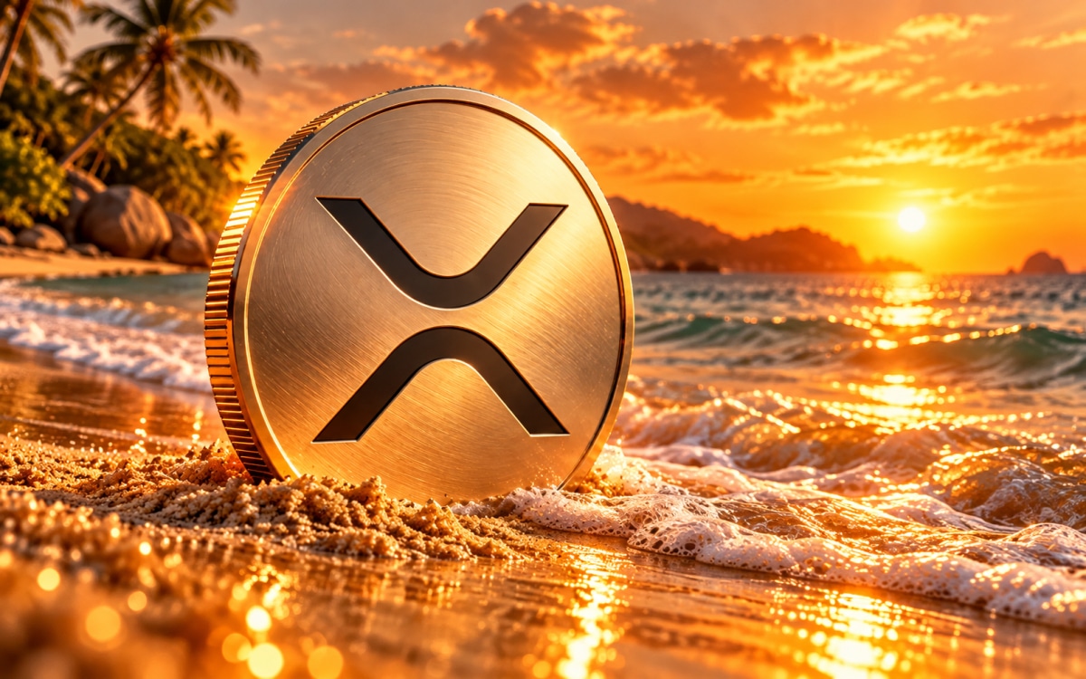 XRP at sunset shoreline